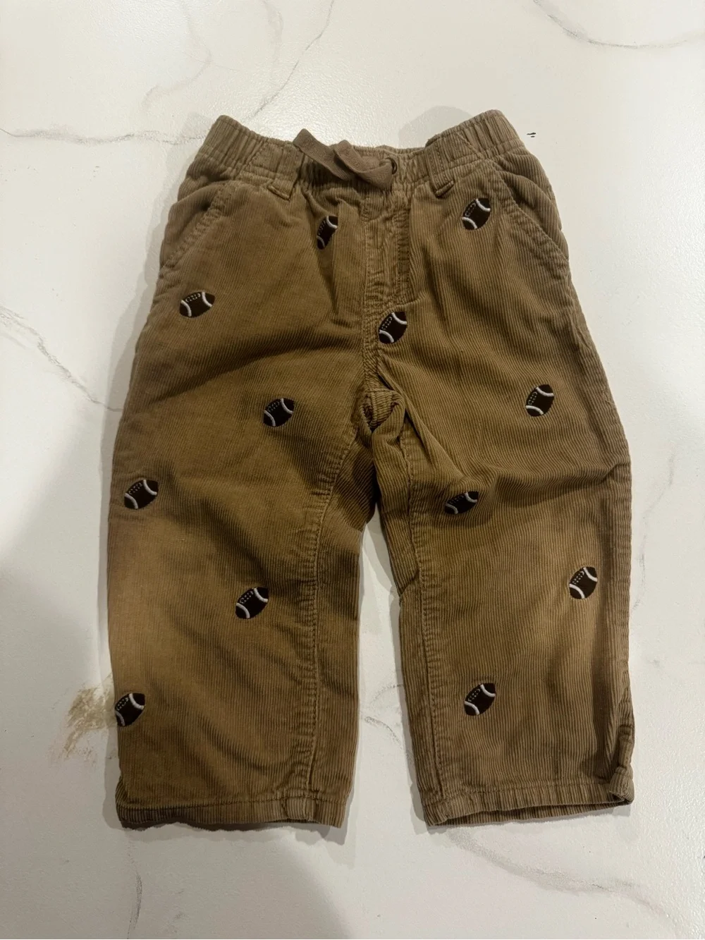 Gymboree Brown Corduroy Pants with Football Embroidery